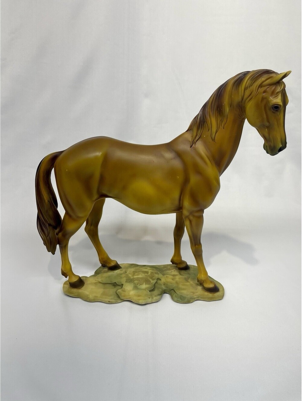 Brown 12" Resin Horse Figurine Collectible Standing on Base Excellent Condition